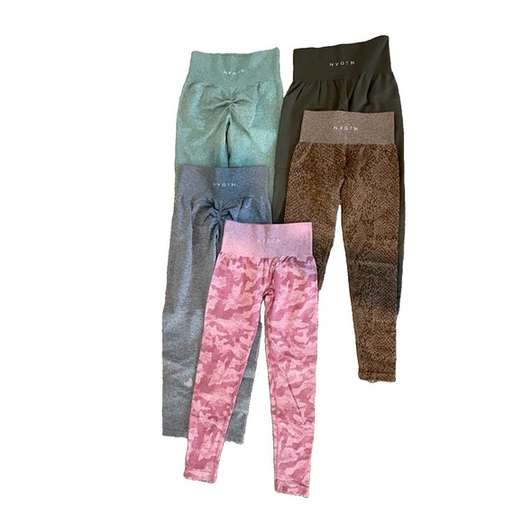 NVGTN Pants - NVGTN 5 Pairs Of Leggings, Women's Size Small LOT Seamless & Scrunch Solid, Camo